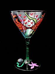 Bellissimo M2201STEM Hand Painted Flirty Fish Design 7.5 oz. Martini Glass