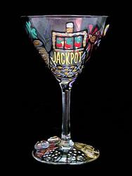 Bellissimo M3297STEM Hand Painted Casino Magic Slots Design 7.5 oz. Martini Glass