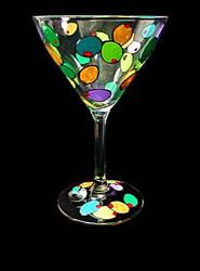 Bellissimo M5001STEM Hand Painted Outrageous Olives Design 7.5 oz. Martini Glass