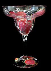 Bellissimo MARG-0196-STEM Hand Painted Valentine Treasure Design 9 oz. Margarita Glass