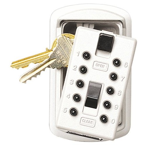 GE Security 001413 KeySafe Original 2Key Slimline Pushbutton Combination Key Box White