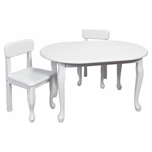 Giftmark 3002W Childrens Oval Solid Wood Queen Anne Table  2 Chair Set White