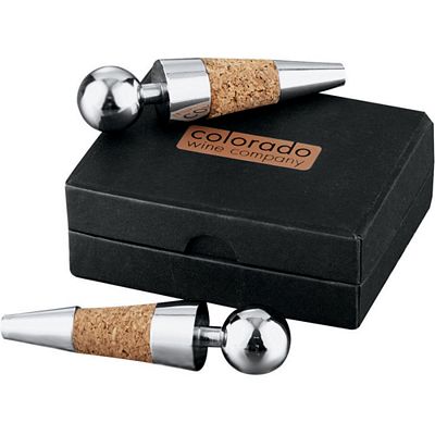 Vineyard Twin Bottle Stoppers Black 1025-39BK