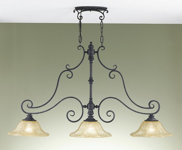 Murray Feiss F2273/3AF King and amp;apos;s Table Collection Antique Forged Iron 3-Light Billiard Chandelier