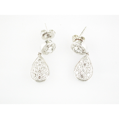 14K White Gold Diamond Earrings