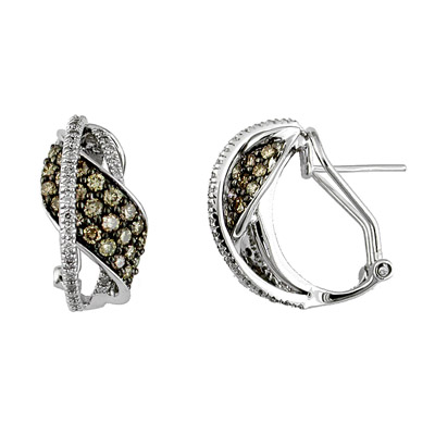 14K White Gold Diamond and Brown...