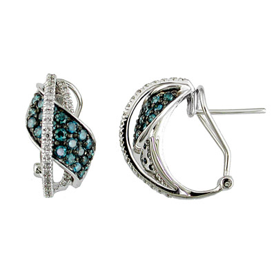 14K White Gold Diamond and Blue ...