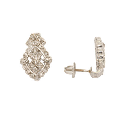 14K White Gold Diamond Earrings