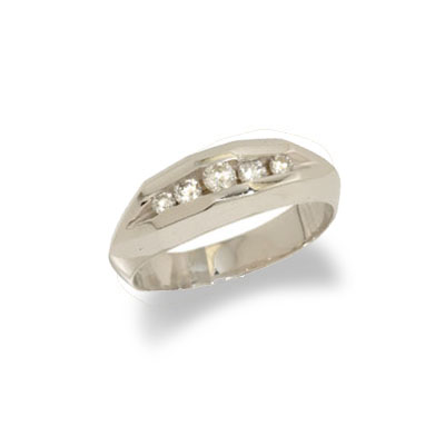 14K White Gold Mens Diamond Wedding Ring 