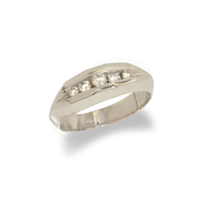 14K White Gold Mens Diamond Wedding Ring Size 9