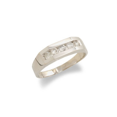 14K White Gold Mens Diamond Wedding Band Size 11