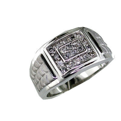 Men and apos;s 14K White Gold Diamond Ring Size 10.25