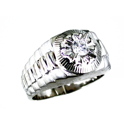 Men and apos;s 14K White Gold Diamond Ring Size 10.25