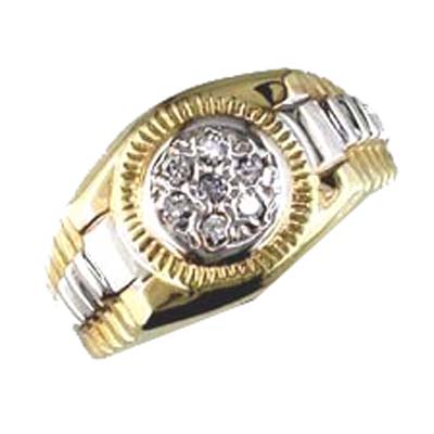 Menapos;s 14K Two Tone Diamond Pinky Ring Size 9