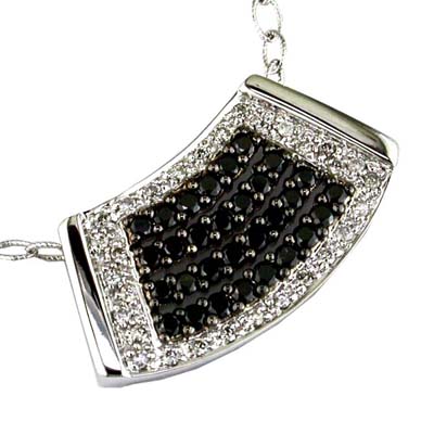 14K White Gold Diamond and Black Diamond Necklace black diamond necklaces for women