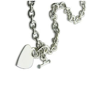Sterling Silver 16 inches Tiffany Style Heart Tag Necklace Size: 7