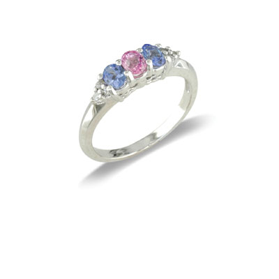 14K Gold Diamond and Multi Gemstone Ring Size 7.5