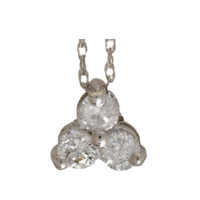 JewelryCastle 3-795-DN-14KYG Three stone 14K Gold Diamond Necklace