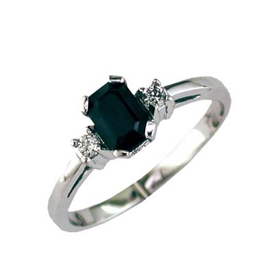 14K Gold Diamond and Sapphire Ring Size 7.5