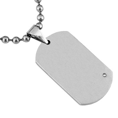 Mens Stainless Steel Diamond Necklace