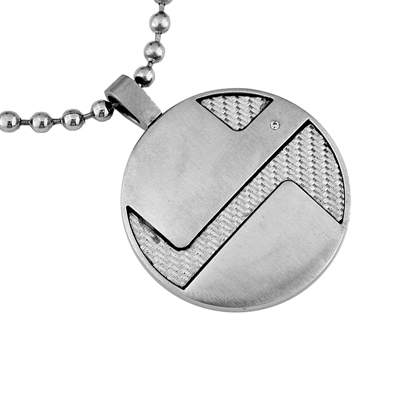 Mens Stainless Steel and Diamond Necklace