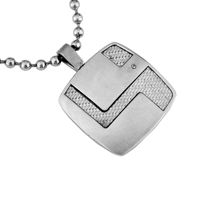 Mens Steinless Steel and Diamond Necklace