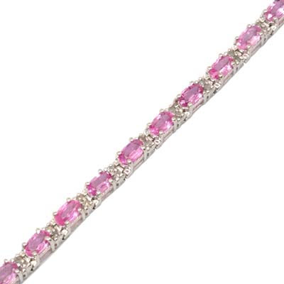 14K Gold Diamond and Pink Sapphire Bracelet