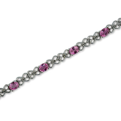 14K Gold Diamond and Pink Sapphire Bracelet