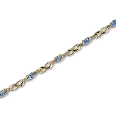 14K Gold Diamond and Tanzanite Bracelet