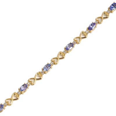 14K Yellow Gold Diamond and Tanzanite Bracelet