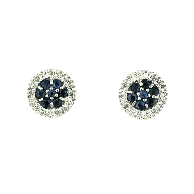 14K White Gold Diamond and Sapphire Earring