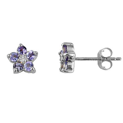 14K Diamond and Tanzanite Earring