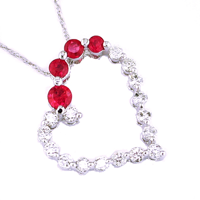 Diamond and Ruby Heart Journey Necklace