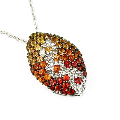 14K White Gold Diamond and Fancy Sapphire Necklace