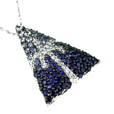 14K White Gold Diamond and Sapphire Necklace