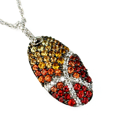 14K White Gold Diamond and Fancy Sapphire Necklace