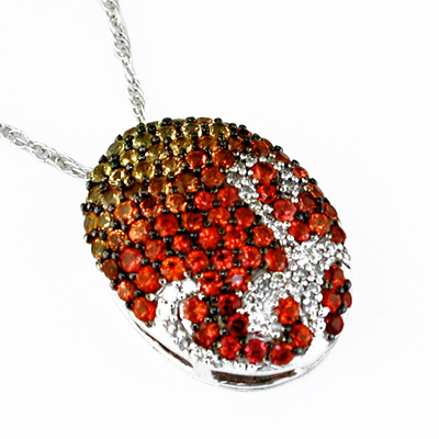 14K White Gold Diamond and Fancy Sapphire Necklace