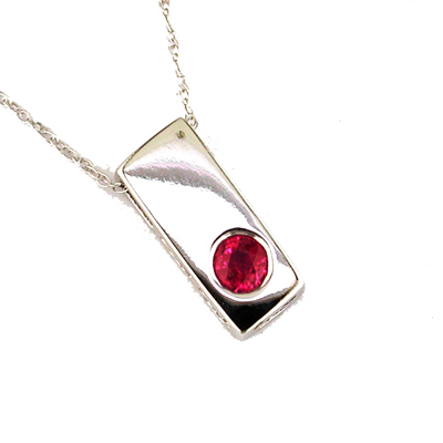 JewelryCastle 3-1724-WGN 14K White Gold Ruby Necklace