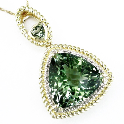 14K Diamond and Green Amethyst Necklace