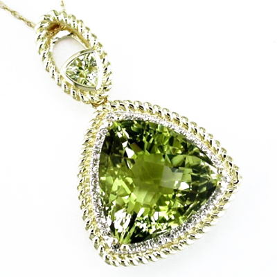 14K Yellow Gold Diamond and Lemon Quartz Necklace