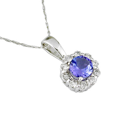14K Gold Diamond and Tanzanite Necklace