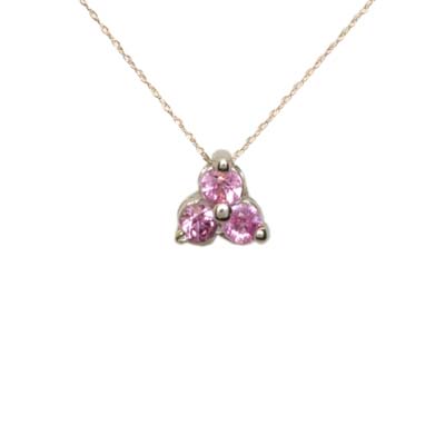 JewelryCastle 3-797-WGN 14K White Gold Three Stone Pink Sapphire Necklace