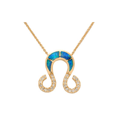 14K Yellow Gold Australian Opal amp; Diamond Necklace