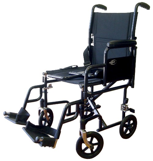Karman T-2700 19 Inch Seat Width Transporter With Detachable Desk Armrests And Folding Backrest - Black