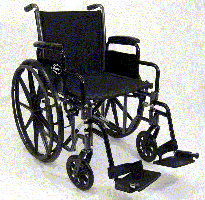 Karman Lt-700t 18 Inch Lightweight Deluxe Wheelchair With Flip Back And Detachable Desk Armrests