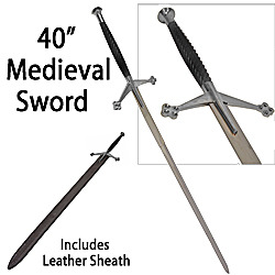 Black and Silver Medieval Sword - 40 inches