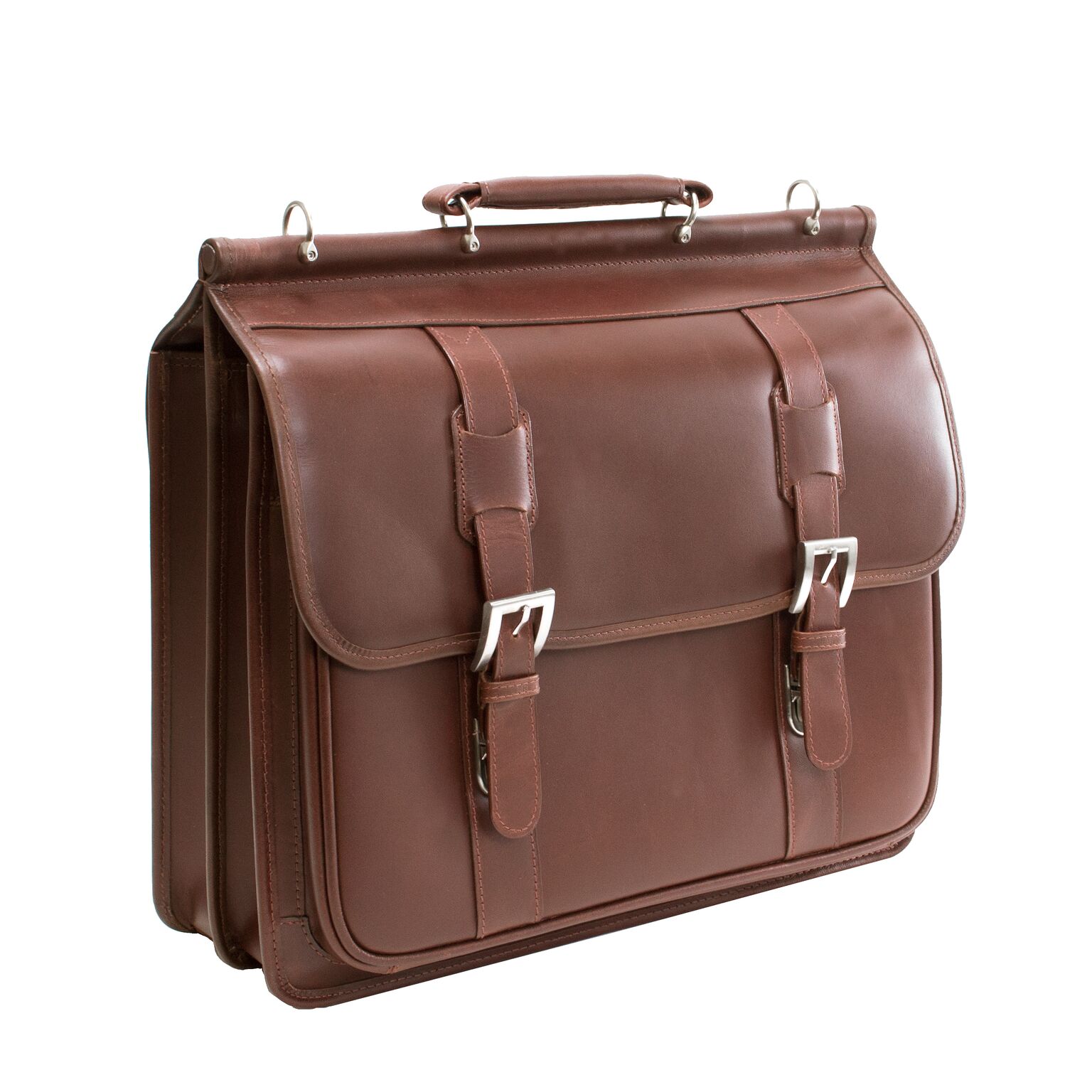 25594 Signorini Brown Leather Double Compartment Laptop Case