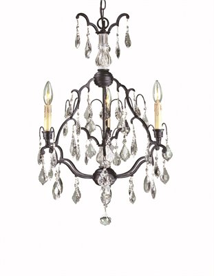 World Imports 261589 Timeless Elegance 3 Light Crystals Chandelier Bronze