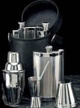 Bey-Berk BS912 Black Leather Martini Set