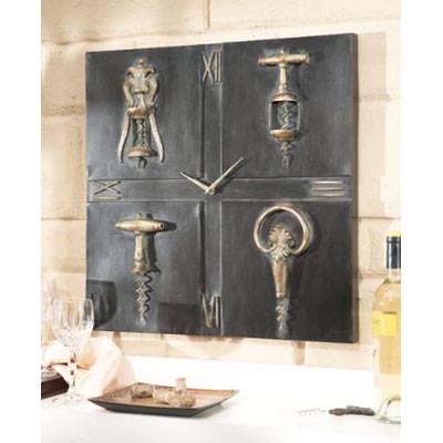 CBK 44094 Clock Vintage Wine Bottle Open